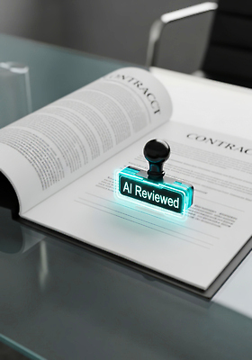 JPG 편집이미지 상징 비즈니스 유리 탁자 기술 도장 사무실 업무 투명 모던 문서 계약서 리뷰 중요성 AI_인공지능 이미지편집 AI컴퓨터그래픽 AI콘텐츠 가구 컨셉 재질 작업 파일형식