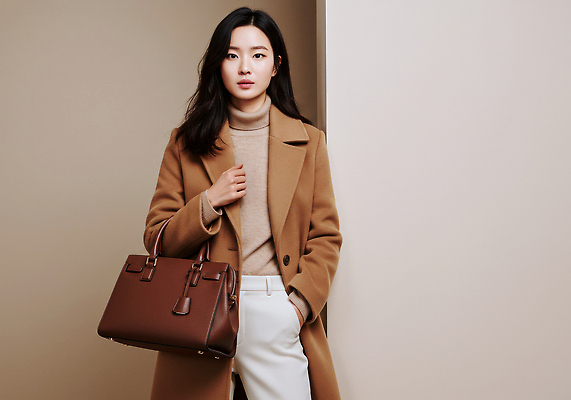 JPG 모델 편집이미지 옷 여자 패션 겨울 바지 쇼핑 갈색 유행 핸드백 코트 흰색 스웨터 의료성형뷰티 스타일 편집실사 AI포토 AI인물포토 AI콘텐츠 계절 컬러 상의 가방 하의 사람 외투 CG 파일형식