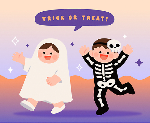 옷 문화 어린이 백그라운드 일러스트 모션 놀이 호박 해골 장식 친구 분장 축제 할로윈 유령 즐거움 퍼레이드 국내일러스트 AI파일 감정 채소 관계 뼈 사람 이벤트 파일형식 벡터