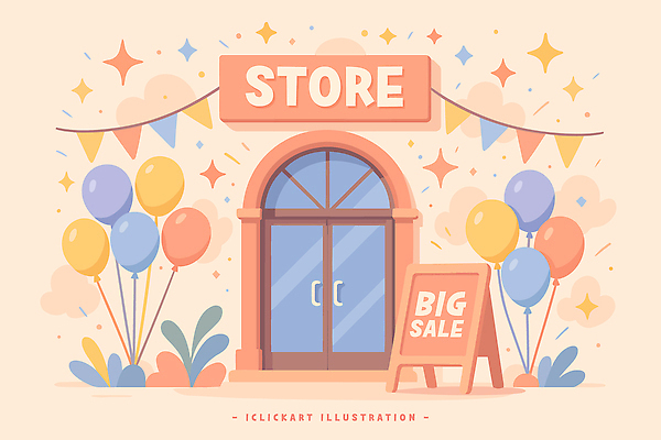 디자인 컬러 일러스트 거리 이벤트 장식 쇼핑 세일 상점 축제 현수막 축하 분위기 구매 고객 상업 화사함 풍선 마케팅 국내일러스트 AI파일 컨셉 파일형식 벡터