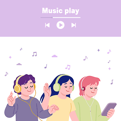 캐릭터 행복 감정 음악 일러스트 모션 놀이 함께함 대화 취미 친구 청춘 헤드폰 음악감상 듣기 시간 즐거움 소통 리듬 소셜 순간 국내일러스트 AI파일 음향기기 컨셉 관계 문화예술 말하기 감상 파일형식 벡터