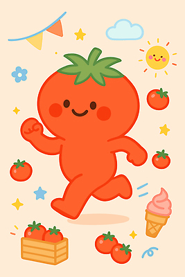 캐릭터 디자인 꽃 행복 컬러 백그라운드 토마토 과일 일러스트 모션 아이스크림 사람 장식 달리기 태양 귀여움 주황색 즐거움 그림 일러캐릭터 AI파일 자연요소 식물 감정 컨셉 채소 디저트 파일형식 벡터