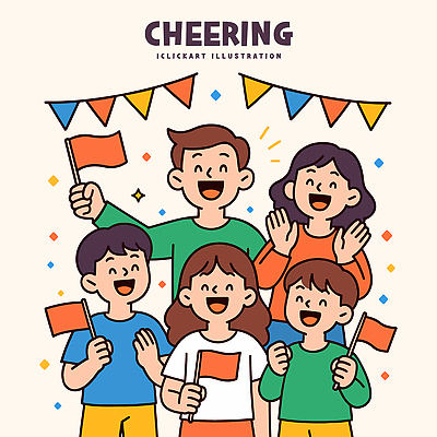 기념일 어린이 컬러 일러스트 가족 함께함 웃음 이벤트 성인 친구 파티 축제 화목 기쁨 모임 축하 깃발 표현 즐거움 특별함 국내일러스트 AI파일 감정 컨셉 관계 표정 사람 파일형식 벡터