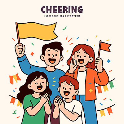 기념일 행복 컬러 일러스트 웃음 여러명 파티 축제 소리 활발 기쁨 모임 축하 깃발 분위기 연령 즐거움 동아리 행진 국내일러스트 AI파일 감정 다수 컨셉 모션 표정 사람 이벤트 파일형식 벡터