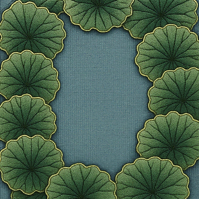 JPG 편집이미지 전통 디자인 예술 컬러 백그라운드 잎 패턴 한국 연꽃 장식 고급 자수 뷰티풀 텍스타일 편집실사 AI포토 AI콘텐츠 식물 꽃 아시아 컨셉 무늬 공예 CG 파일형식