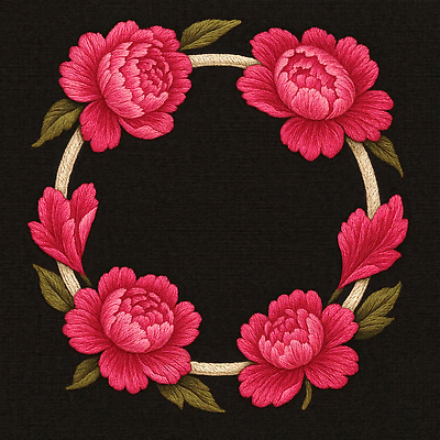 JPG 편집이미지 디자인 꽃 예술 분홍색 컬러 백그라운드 패턴 장식 장미 원형 고급 자수 조화 편집실사 AI포토 AI콘텐츠 도형 식물 컨셉 무늬 CG 파일형식