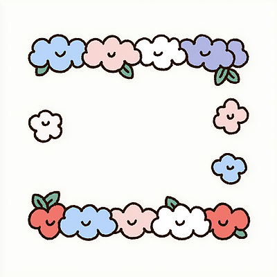 JPG 디자인 꽃 감정 예술 컬러 백그라운드 패턴 일러스트 그래픽 장식 귀여움 테두리 그림 소프트 창의성 아기자기 국내일러스트 AI일러스트 AI콘텐츠 식물 컨셉 무늬 파일형식