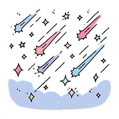 JPG 별 예술 일러스트 자연 하늘 빛 반짝임 우주 꿈 유성 신비 천문학 우주여행 은하 상상력 현상 국내일러스트 AI일러스트 AI콘텐츠 자연요소 교육 여행 컨셉 모션 생태계 파일형식