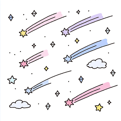 JPG 구름 디자인 별 예술 컬러 일러스트 자연 하늘 풍경 그래픽 반짝임 우주 별자리 공간 밤 유성 별빛 뷰티풀 환상 국내일러스트 AI일러스트 AI콘텐츠 자연요소 컨셉 모션 빛 견과류 생태계 파일형식