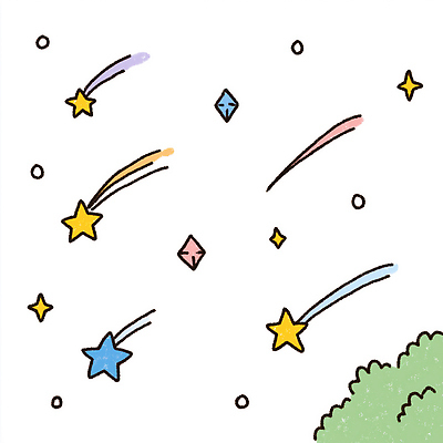 JPG 별 컬러 일러스트 상상 자연 하늘 조명 따뜻함 풍경 여름 반짝임 우주 별자리 꿈 밤 유성 신비 뷰티풀 국내일러스트 AI일러스트 AI콘텐츠 자연요소 계절 컨셉 모션 견과류 생태계 파일형식