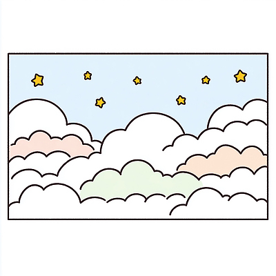 JPG 구름 별 여유 일러스트 상상 자연 하늘 동화 휴식 풍경 평화 그림 주말 뷰티풀 상상력 색감 청명 Softness 전경 국내일러스트 AI일러스트 AI콘텐츠 자연요소 감정 컨셉 생태계 파일형식 탑뷰