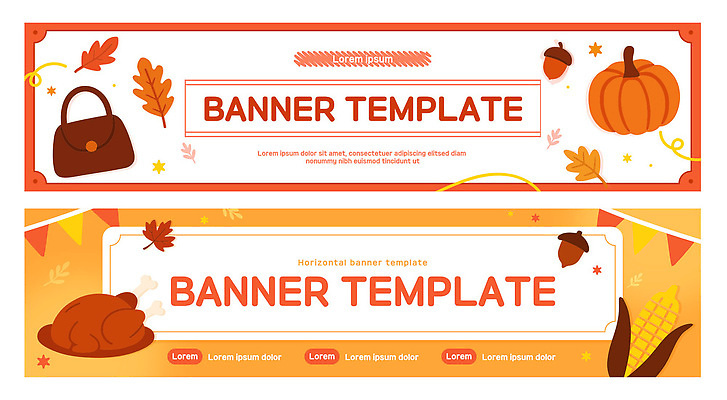 템플릿 디자인 배너 배너템플릿 음식 컬러 무늬 가방 호박 나뭇잎 그래픽 장식 가을 현수막 표현 배너세트 AI파일 잡화 계절 잎 채소 세트 파일형식 벡터