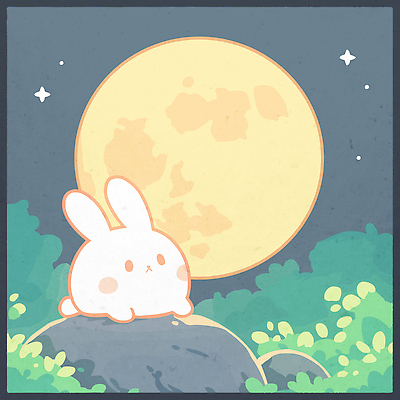 식물 동물 별 일러스트 자연 밤하늘 평화 귀여움 산책 감상 보름달 돌_바위 눈 토끼 원형 달빛 준비 국내일러스트 AI파일 자연요소 도형 컨셉 포유류 하늘 날씨 휴식 반려동물 달 야간 생태계 파일형식 벡터