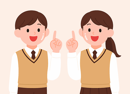 캐릭터 학생 남자 교복 포즈 일러스트 손가락 교실 학교 모션 밝음 대화 웃음 친구 가리킴 표현 즐거움 이미지 소통 국내일러스트 AI파일 손 옷 교육 감정 컨셉 관계 표정 말하기 사람 손짓 파일형식 벡터