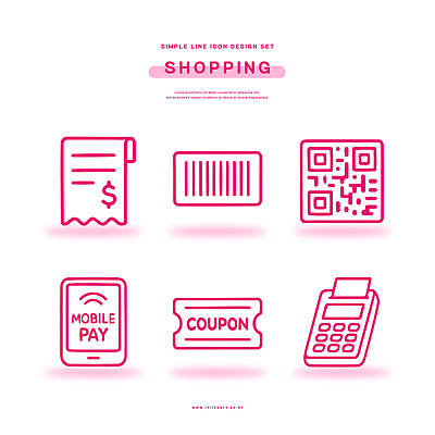 디자인 라인일러스트 일러스트 그래픽 쇼핑 세트 기계 소비 쿠폰 상업 바코드 결제 영수증 QR코드 스마트페이 국내일러스트 AI파일 금융 스마트 파일형식 벡터
