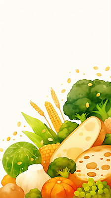 JPG 컬러 채소 일러스트 식재료 자연 곡류 건강 옥수수 요리 농작물 신선 맛 브로콜리 친환경 유기농 비타민 조화 식생활 국내일러스트 AI일러스트 AI콘텐츠 영양군 웰빙 컨셉 농업 환경 경상북도 생태계 영양소 파일형식