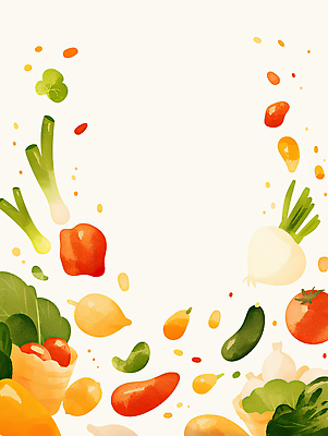 JPG 디자인 예술 음식 컬러 백그라운드 채소 과일 일러스트 재료 자연 건강 요리 여름 농작물 다양 신선 비타민 식생활 국내일러스트 AI일러스트 AI콘텐츠 계절 다수 농업 생태계 영양소 파일형식