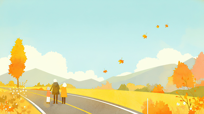 JPG 나무 도로 할머니 어린이 컬러 여행 단풍 일러스트 가족 자연 하늘 산 함께함 대화 풍경 햇빛 걷기 가을 시골 즐거움 국내일러스트 AI일러스트 AI콘텐츠 식물 계절 여자 노년 감정 길 컨셉 잎 관계 교통시설 모션 말하기 사람 태양 생태계 파일형식