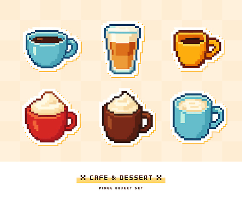 디자인 커피 음료 예술 음식 컬러 일러스트 디저트 그래픽 컵 카페 원두 맛 즐거움 그림 창의성 픽셀 국내일러스트 AI파일 식기 감정 컨셉 상점 파일형식 벡터