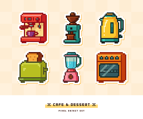 디자인 음료 예술 음식 컬러 일러스트 디저트 세트 기계 카페 가전제품 커피메이커 믹서 그림 식사준비 창의성 토스트기 디지털아트 국내일러스트 AI파일 상점 준비 커피용품 파일형식 벡터