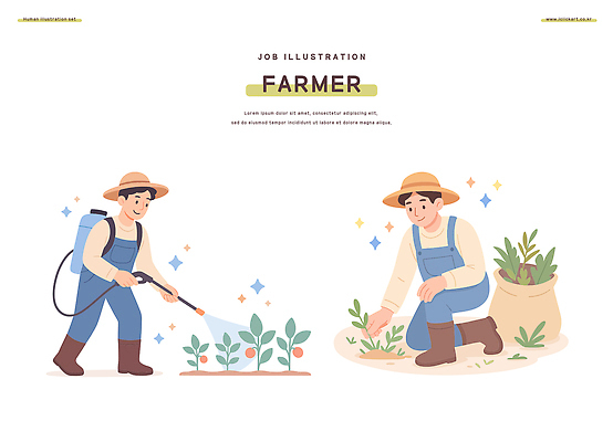식물 직업 농업 일러스트 자연 일상 농작물 농장 환경 농사 수확 작업 농부 원예 손질 농약 국내일러스트 AI파일 산업 취미 라이프 생태계 파일형식 벡터