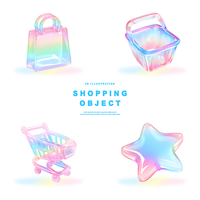PSD 편집이미지 디자인 별 컬러 쇼핑 쇼핑백 3D 바구니 투명 장바구니 오브젝트 모던 아이템 뷰티풀 편집3D 자연요소 가방 디지털합성 파일형식