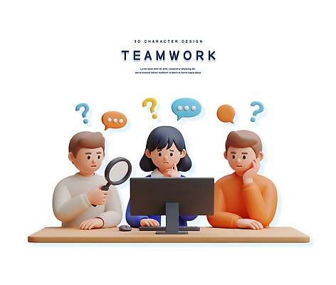 PSD 편집이미지 회의 협력 아이디어 사람 그래픽 컴퓨터 질문 집중 소통 문제해결 창의성 편집3D 컨셉 비즈니스 전자제품 3D 파일형식