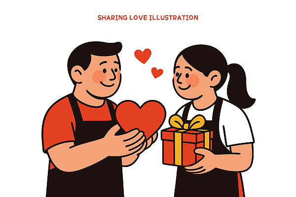 행복 감정 일러스트 관계 협력 기념 따뜻함 선물 사랑 웃음 기쁨 애정표현 교류 소통 순간 인간관계 국내일러스트 AI파일 컨셉 표정 표현 파일형식 벡터