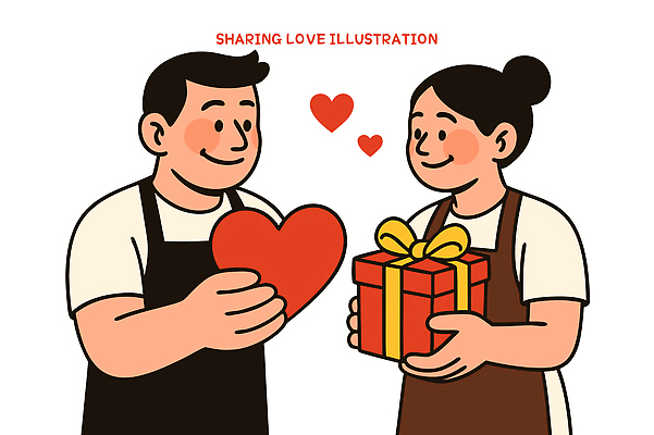 디자인 여자 기념일 남자 행복 일러스트 관계 선물 사랑 미소 기쁨 축하 애정표현 나눔 소통 국내일러스트 AI파일 감정 컨셉 표정 사람 이벤트 표현 파일형식 벡터