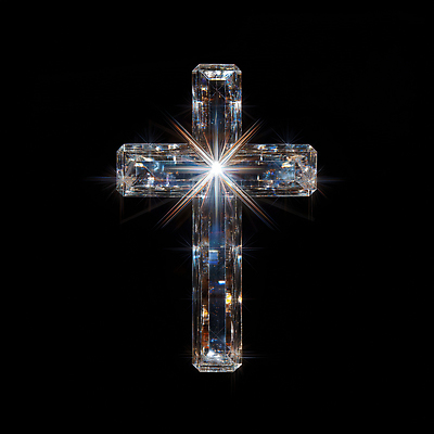 JPG 편집이미지 디자인 기독교 종교 예술 십자가 장식 빛 반사 투명 크리스탈 뷰티풀 편집3D AI컴퓨터그래픽 AI콘텐츠 3D 광석 파일형식