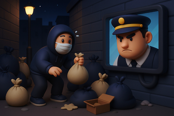 JPG 편집이미지 남자 어둠 얼룩 범죄 경찰 골목길 쓰레기 무서움 도둑 경계 보안 신분 감시카메라 사각지대 편집3D AI컴퓨터그래픽 AI콘텐츠 직업 감정 길 안전 사람 3D 카메라 범죄인 구역 파일형식