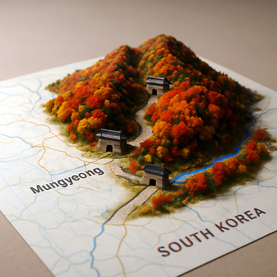 JPG 편집이미지 여행 단풍 자연 나뭇잎 산 한국 풍경 고요 감상 가을 등산로 문경 뷰티풀 탐방 편집3D AI컴퓨터그래픽 AI콘텐츠 계절 아시아 잎 3D 등산 경상북도 생태계 파일형식