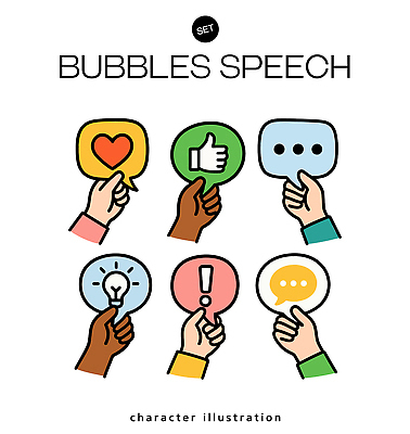 캐릭터 손 디자인 감정 컬러 말풍선 일러스트 아이디어 경고 하트 표현 질문 심볼 소통 소셜미디어 스피치 창의력 피드백 좋음 이론 국내일러스트 AI파일 모양 컨셉 신체부위 파일형식 벡터