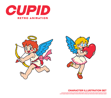 디자인 어린이 상징 날개 일러스트 화살 사랑 소녀 그래픽 하트 복고 큐피드 색감 일러캐릭터 AI파일 모양 캐릭터 여자 감정 사람 파일형식 벡터