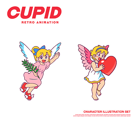 캐릭터 그릇 디자인 드레스 행복 상징 날개 일러스트 표정 사랑 귀여움 하트 복고 아기자기 일러캐릭터 AI파일 모양 식기 옷 감정 컨셉 파일형식 벡터