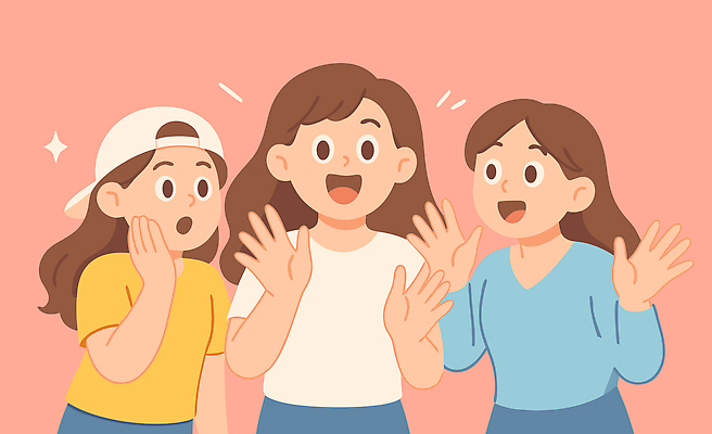 여자 행복 감정 분홍색 백그라운드 일러스트 밝음 대화 웃음 일상 친구 모임 표현 사회 즐거움 소통 순간 화기애애 국내일러스트 AI파일 컬러 컨셉 관계 표정 말하기 사람 라이프 공동체 파일형식 벡터