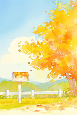 JPG 나무 구름 여유 백그라운드 단풍 일러스트 자연 풍경 햇빛 소풍 고요 우체통 가을 언덕 감성 조화 뷰티풀 색채 풍요 국내일러스트 AI일러스트 AI콘텐츠 자연요소 식물 계절 감정 컨셉 잎 태양 야외활동 생태계 파일형식