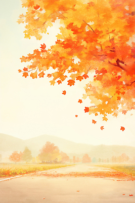 JPG 나무 도로 여행 단풍 잎 일러스트 자연 하늘 날씨 풍경 노란색 평화 주황색 일몰 가을 떨어짐 언덕 감성 뷰티풀 풍경화 국내일러스트 AI일러스트 AI콘텐츠 식물 계절 길 컬러 컨셉 교통시설 노을 그림 생태계 파일형식