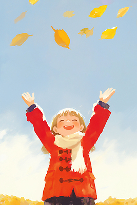 JPG 행복 어린이 일러스트 자연 놀이 하늘 날씨 따뜻함 웃음 풍경 소녀 상반신 공중 귀여움 스카프 외투 기쁨 자유 가을 순간 국내일러스트 AI일러스트 AI콘텐츠 계절 여자 감정 컨셉 상의 표정 사람 목도리 생태계 파일형식