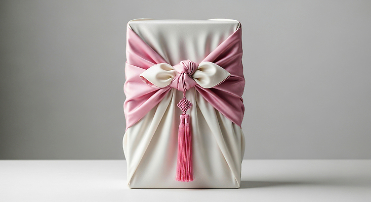 JPG 편집이미지 디자인 리본 분홍색 포장 선물 장식 흰색 보자기 우아함 테두리 노리개 질감 매듭 패키지 추석선물 특별함 스타일 세련 편집실사 AI포토 AI콘텐츠 컬러 컨셉 전통소품 추석 CG 파일형식 천_직물 명절선물