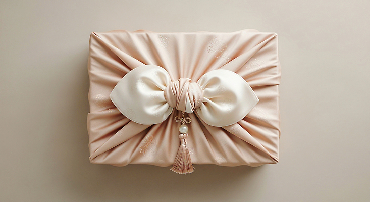 JPG 편집이미지 디자인 리본 분홍색 포장 탁자 선물 장식 인테리어 상자 보자기 고급 노리개 추석선물 패브릭 디테일 편집실사 AI포토 AI콘텐츠 컬러 가구 컨셉 전통소품 추석 직물 CG 파일형식 천_직물 명절선물