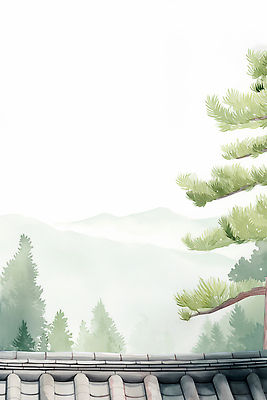 JPG 전통 건축 문화 고건축 일러스트 자연 하늘 산 한국 풍경 초록색 고요 소나무 역사 숲 조용 뷰티풀 산맥 국내일러스트 AI일러스트 AI콘텐츠 나무 건축물 아시아 컬러 생태계 파일형식