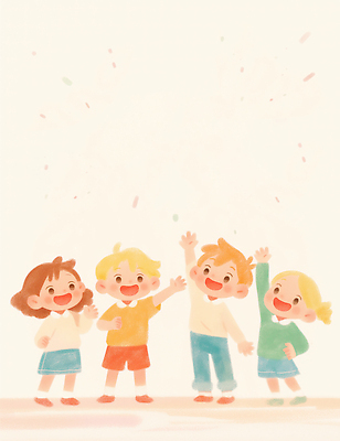 JPG 손 행복 어린이 컬러 일러스트 놀이 표정 웃음 친구 활발 기쁨 모임 시간 즐거움 소통 공동체 생동감 순간 국내일러스트 AI일러스트 AI콘텐츠 감정 컨셉 관계 사람 신체부위 파일형식