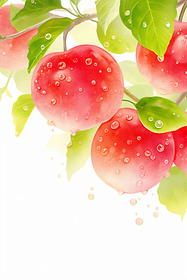 JPG 식물 채소 과일 일러스트 자연 생명 아침 건강 초록색 여름 정원 물방울 나뭇가지 신선 달콤 사과 수분 과수원 비타민 국내일러스트 AI일러스트 AI콘텐츠 주간 나무 계절 컬러 농업 맛 생태계 영양소 파일형식