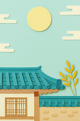 JPG 구름 편집이미지 한국문화 전통 예술 컬러 자연 하늘 날씨 한옥 풍경 여름 태양 추석 분위기 페이퍼아트 조화 편집실사 AI포토 AI콘텐츠 자연요소 동양문화 한국전통 계절 명절 컨셉 고건축 한국 CG 생태계 파일형식