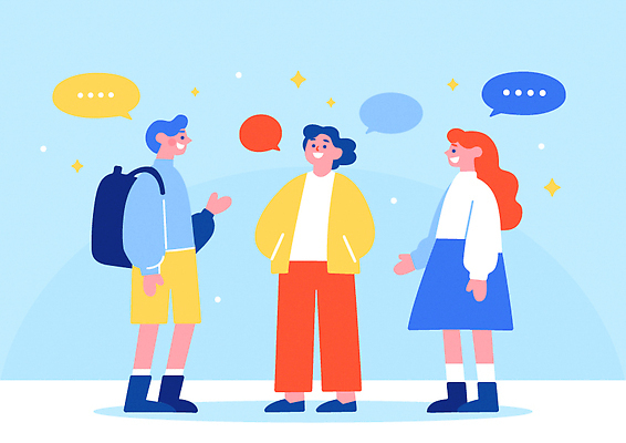 말풍선 일러스트 모션 표정 대화 취미 캐주얼 친구 청춘 모임 그룹 편안함 즐거움 소통 색감 순간 스타일 상호작용 국내일러스트 AI파일 옷 감정 컨셉 관계 말하기 감각 파일형식 벡터