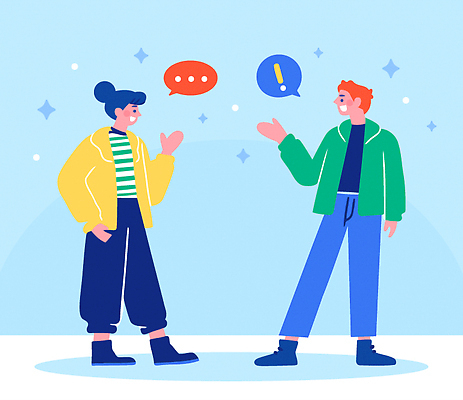 여자 남자 행복 어린이 말풍선 일러스트 모션 표정 밝음 대화 사람 캐주얼 파란색 자유 표현 청록색 소통 국내일러스트 AI파일 옷 감정 컬러 컨셉 말하기 파일형식 벡터