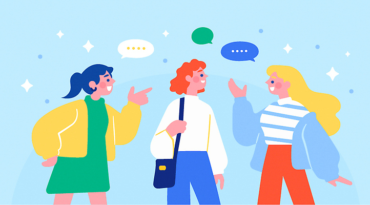 캐릭터 디자인 감정 컬러 백그라운드 일러스트 관계 밝음 이야기 대화 웃음 사람 친구 만남 표현 장면 교류 소통 상호작용 국내일러스트 AI파일 컨셉 표정 말하기 파일형식 벡터