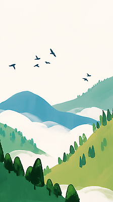 JPG 식물 동물 구름 계절 여행 일러스트 자연 조류 하늘 생명 산 풍경 야외활동 환경 자유 조화 뷰티풀 국내일러스트 AI일러스트 AI콘텐츠 자연요소 컨셉 생태계 파일형식