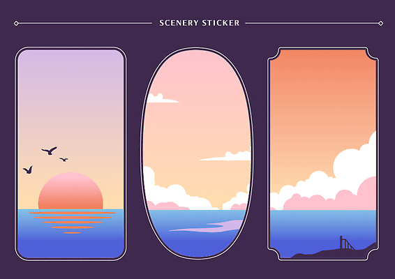 동물 구름 디자인 물결 예술 바다 컬러 스티커 일러스트 자연 조류 하늘 풍경 평화 일몰 심플 조화 뷰티풀 수평선 국내일러스트 AI파일 자연요소 컨셉 노을 생태계 파일형식 벡터